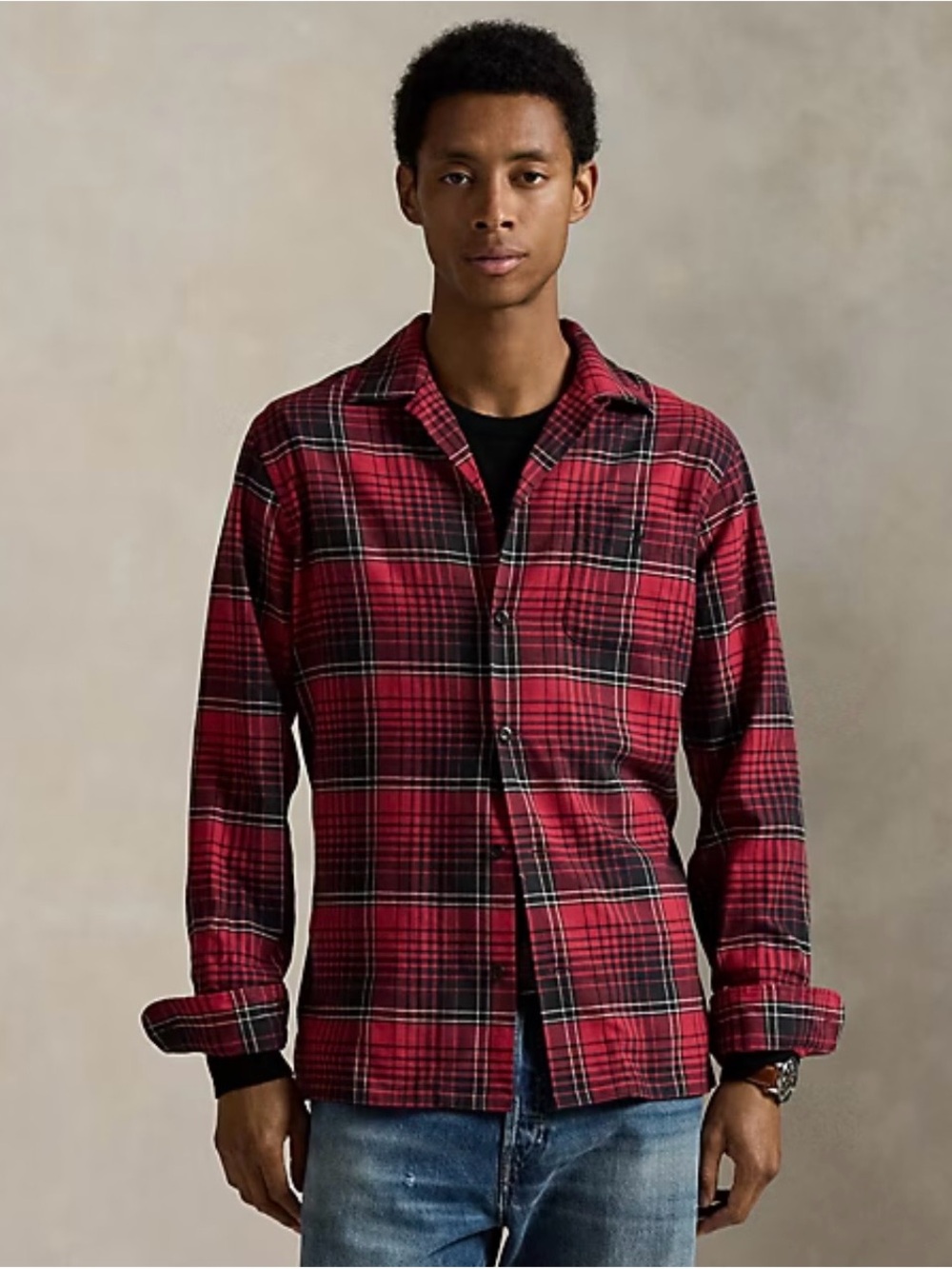 Polo Ralph Lauren Performance Camp Shirt XL Red Black Plaid Wicking Classic